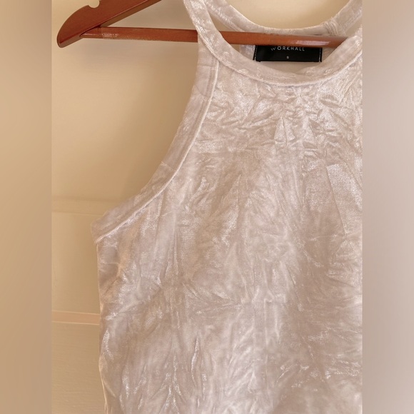 Workhall crushed velvet cropped tank, white/cream color, size S - Picture 4 of 5